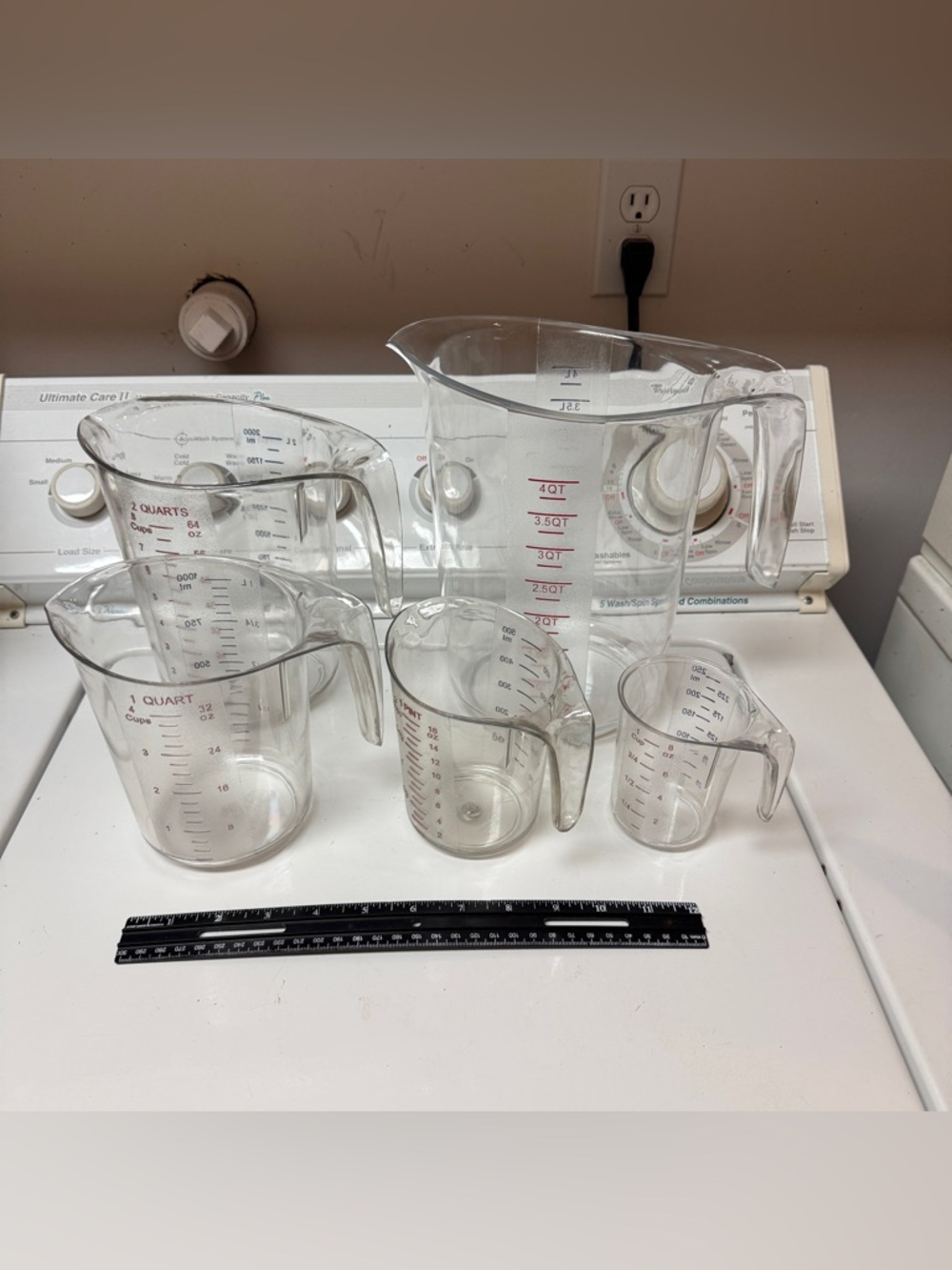 5pc Clear stackable Plastic Measuring Cup Set - Transparent